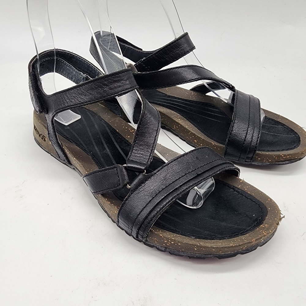 Teva Cabrillo Crossover Sandal Women's 6.5 Black Leather Strappy Comfort Walking